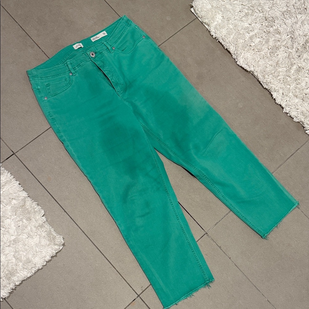 J. Jill Teal Cropped Straight Jeans